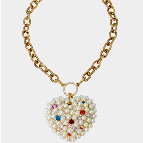 New Betsey Johnson POP HEART PEARL NECKLACE MULTI - Picture 4 of 12